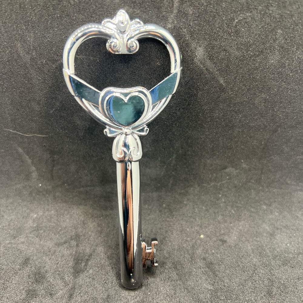 Silver Heart Key Shaped Bottle Opener